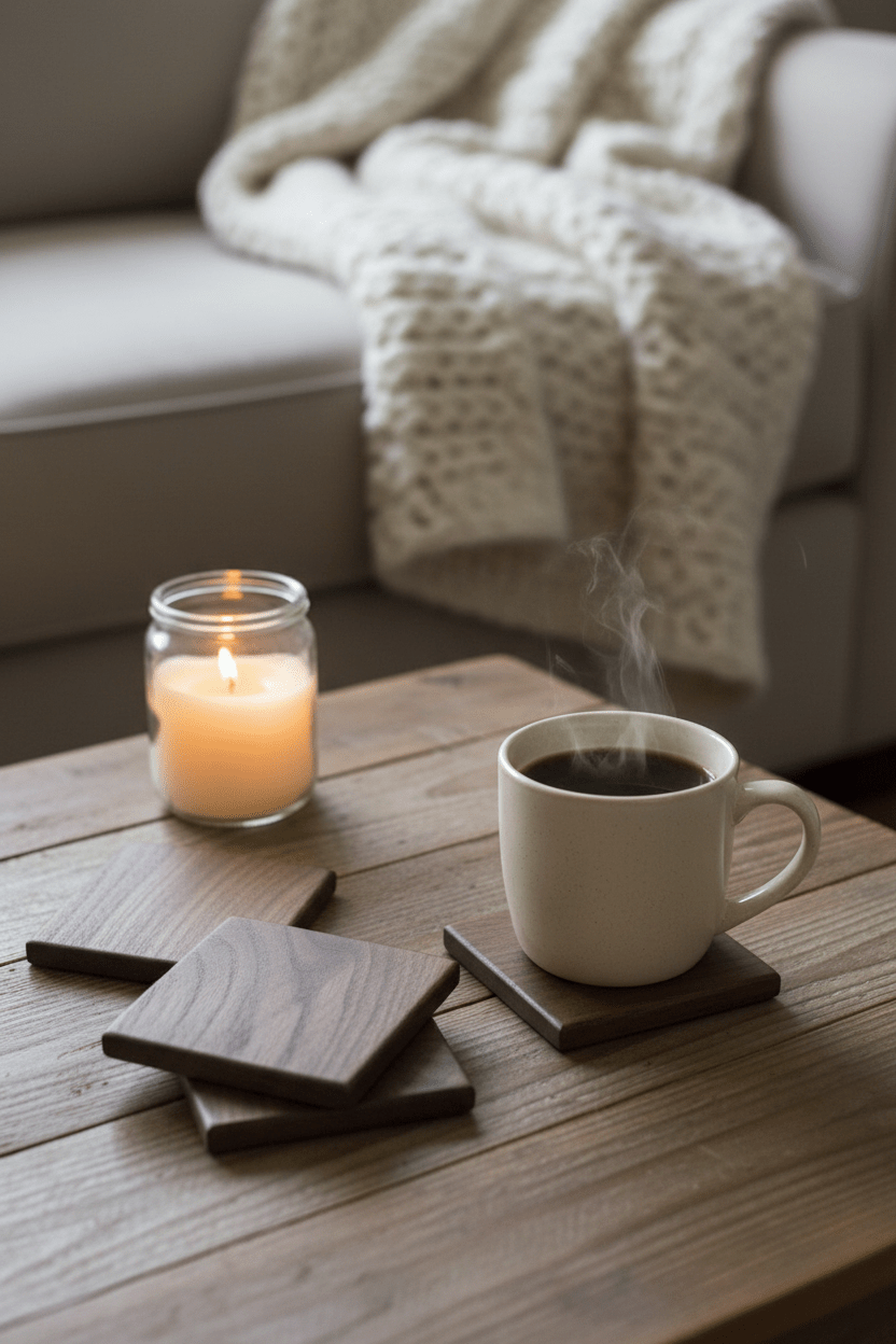 Custom Laser Engraved Wood Coasters — Personalized Drink Coaster Set - Platte valley woodworks
